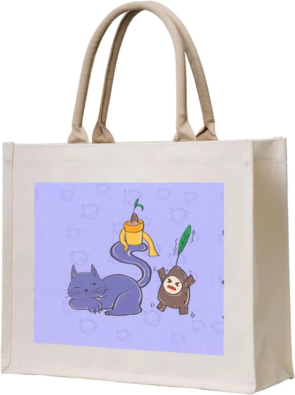 Gift Tote Bag for Women - Canvas Carrying Satchel Handbags/Sunflower seeds and cats Print Grocery Bag, for Mom Bridesmaids