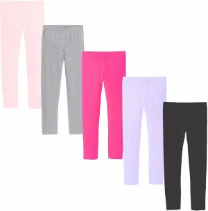 Girls' Leggings - Baby Girls & Toddlers' Cotton Footless Stretchy Basic Leggings - Pack of 5