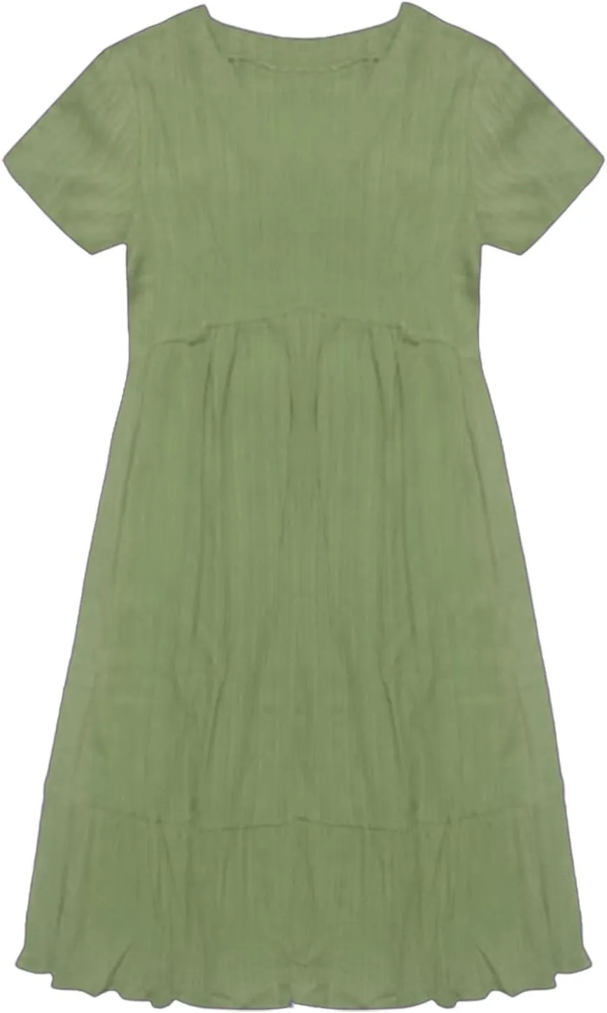 GOKKILRW Womens Summer Dresses Casual Short Sleeve Flowy Maternity Dress Lightweight Going Out Nightgowns Midi Beach Sundress
