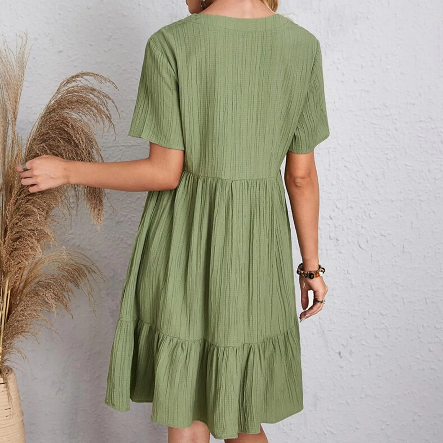 GOKKILRW Womens Summer Dresses Casual Short Sleeve Flowy Maternity Dress Lightweight Going Out Nightgowns Midi Beach Sundress