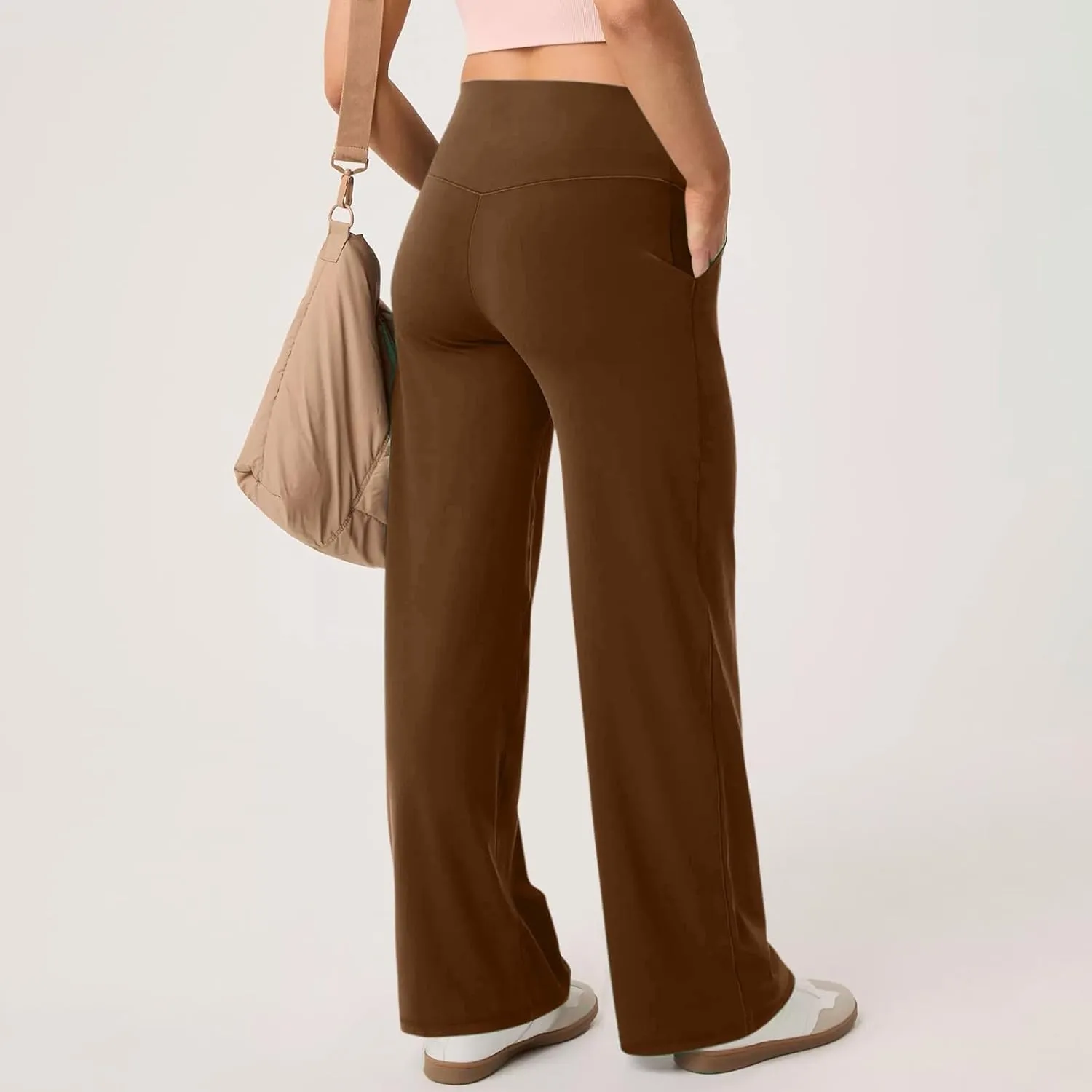 GOKKILRW Women's Yoga Pants Wide Leg Dress Work Pants Tummy Control Stretch High Waist Casual Trousers Slacks with Pockets