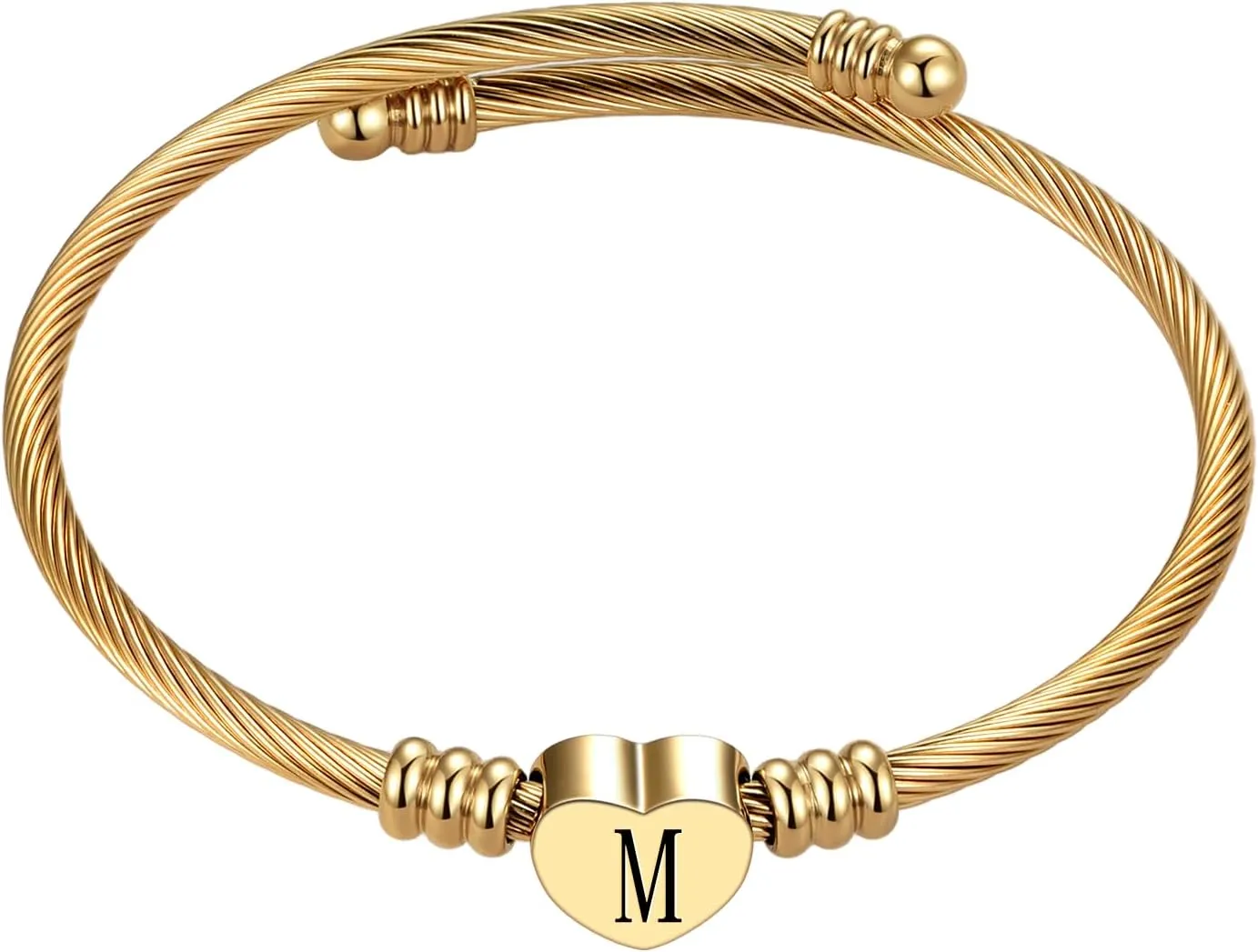 Gold A-Z Letter Bangle Initial Bracelet Women for Women Family Christmas Name Love Gifts for Sister Mom Aunt Daughter Auntie Cousin Grandma Day Alphabet Birthday Anniversary