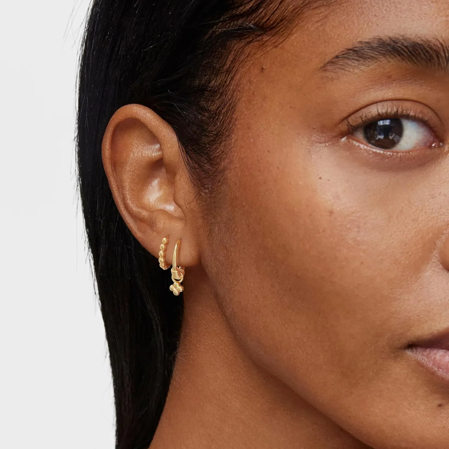 Gold Hoop Earrings Set for Women 14K Gold Plated Cubic Zirconia Small Huggie Hoop Stud Earring Stackable Multiple Piercing Lightweight Dainty Trendy Hypoallergenic Jewelry Gifts 3 Pairs