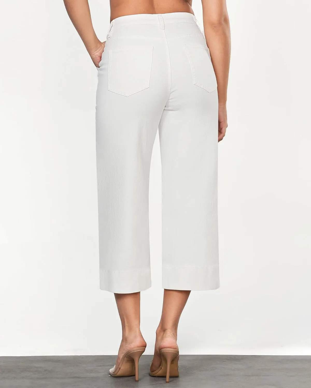 GRAPENT Capri Jeans for Women High Waisted Wide Leg Trendy Strechy Loose Straight Cropped Denim Jeans Pants with Pockets