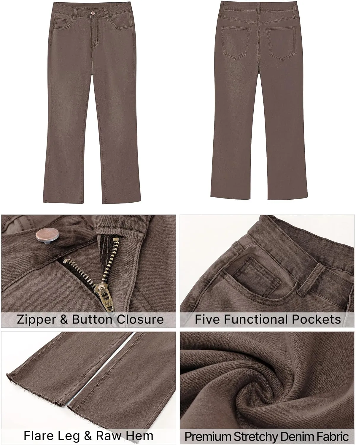 GRAPENT Flare Jeans for Women High Waisted Trendy Cropped Jeans Stretchy Denim Pants Raw Hem Ankle Trouser Jeans Pockets