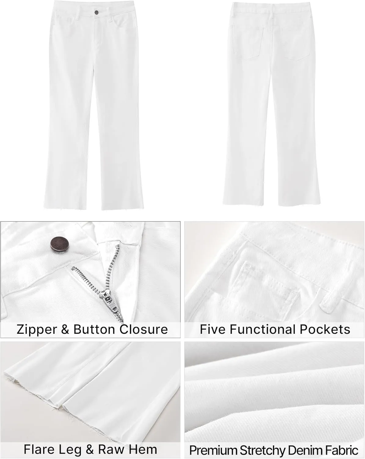 GRAPENT Flare Jeans for Women High Waisted Trendy Cropped Jeans Stretchy Denim Pants Raw Hem Ankle Trouser Jeans Pockets