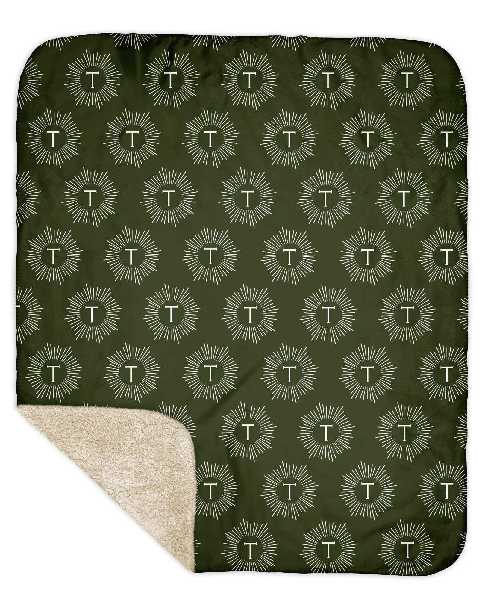 H3XHB Sherpa Back Sunburst Monogram Blanket