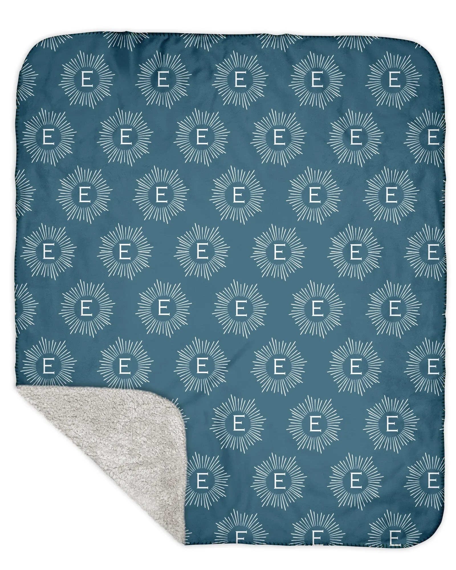 H3XHB Sherpa Back Sunburst Monogram Blanket