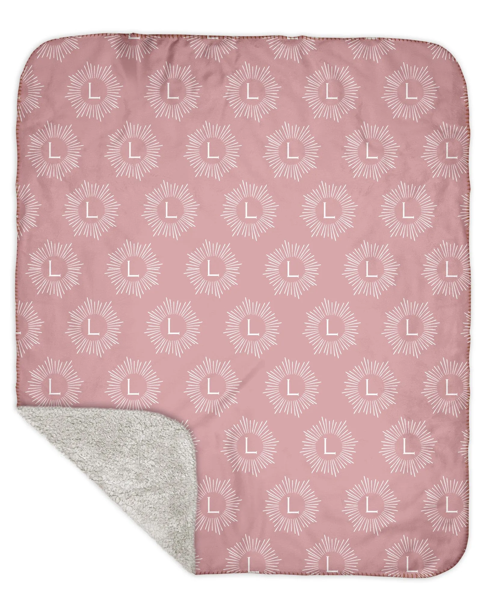 H3XHB Sherpa Back Sunburst Monogram Blanket
