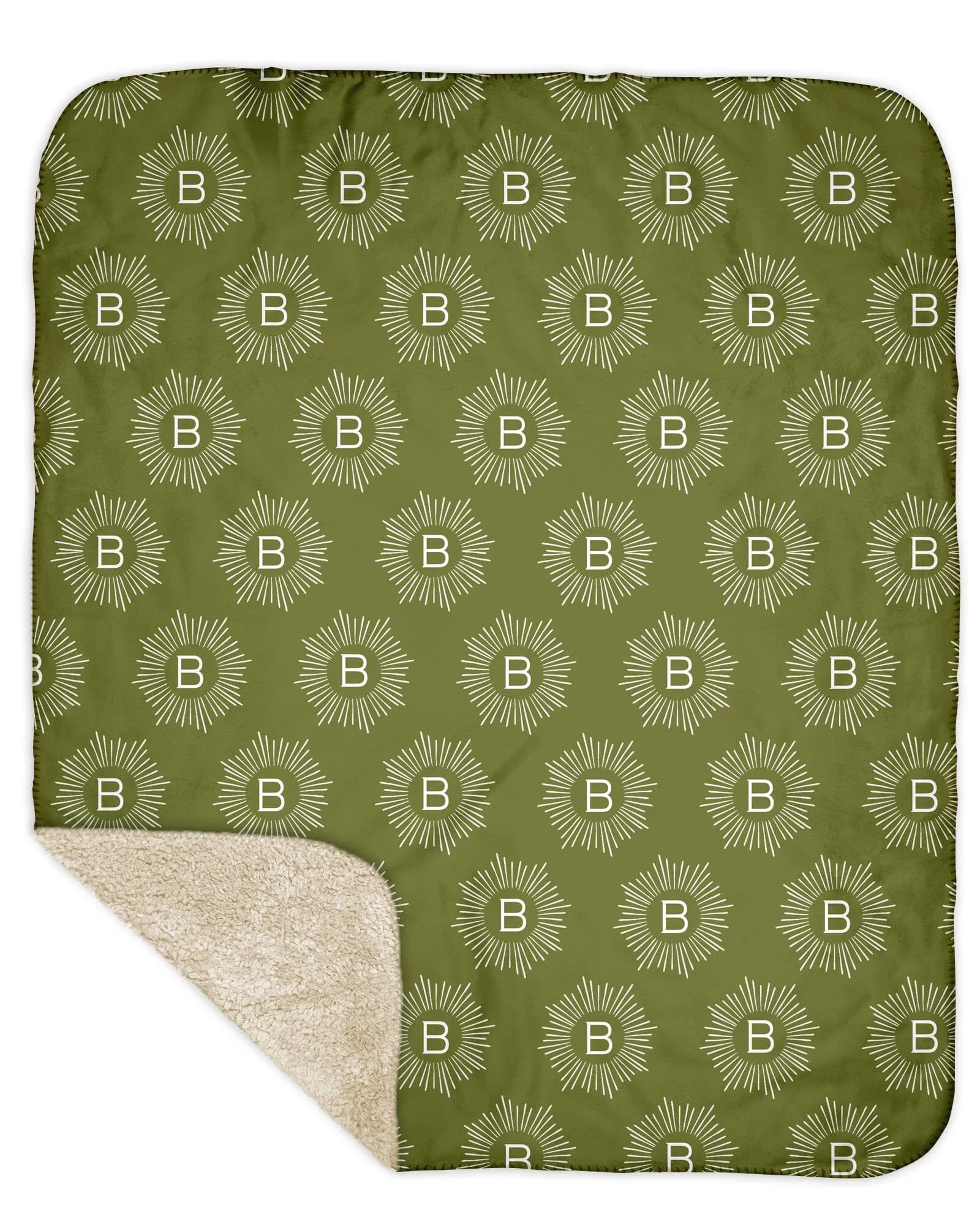 H3XHB Sherpa Back Sunburst Monogram Blanket