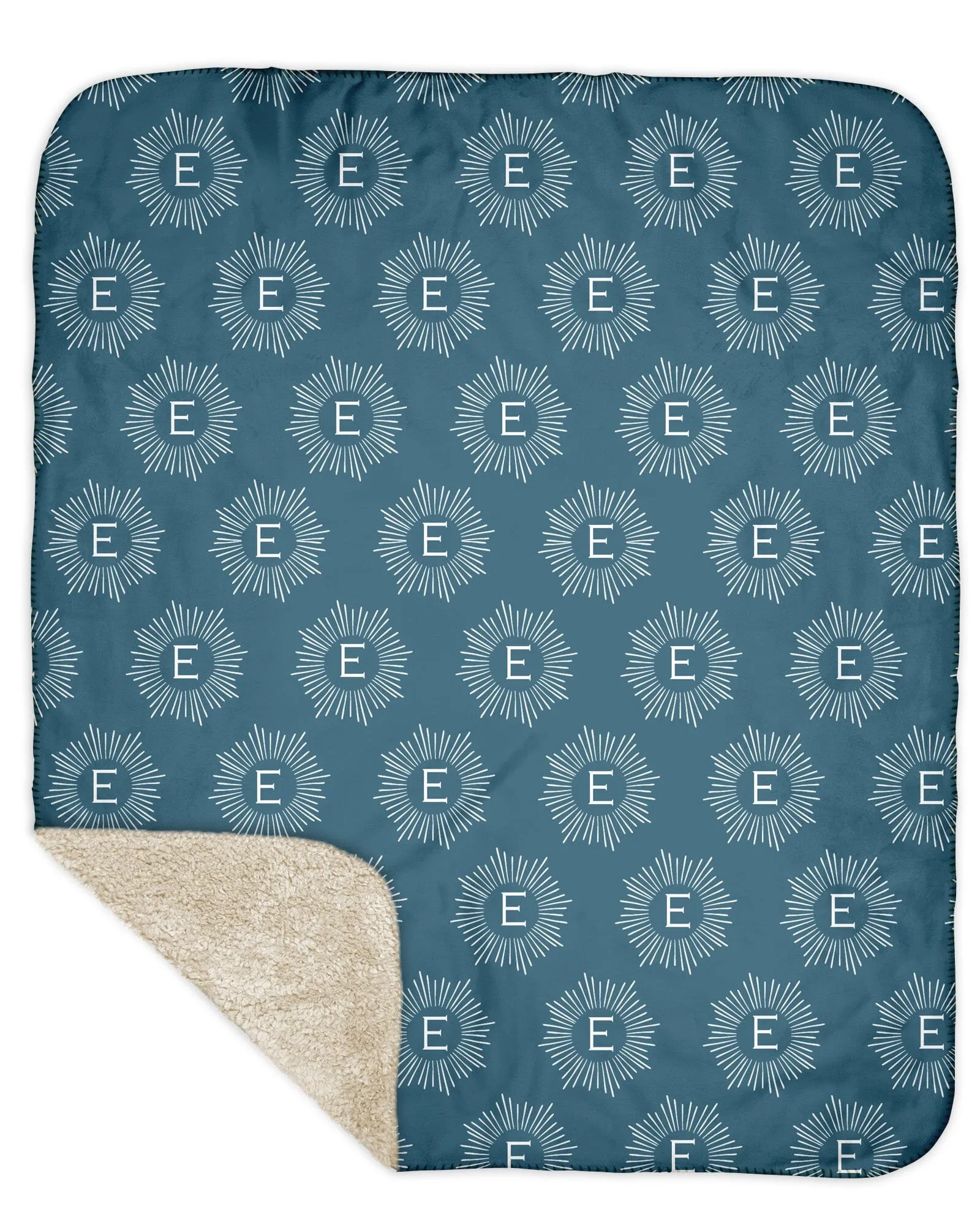 H3XHB Sherpa Back Sunburst Monogram Blanket