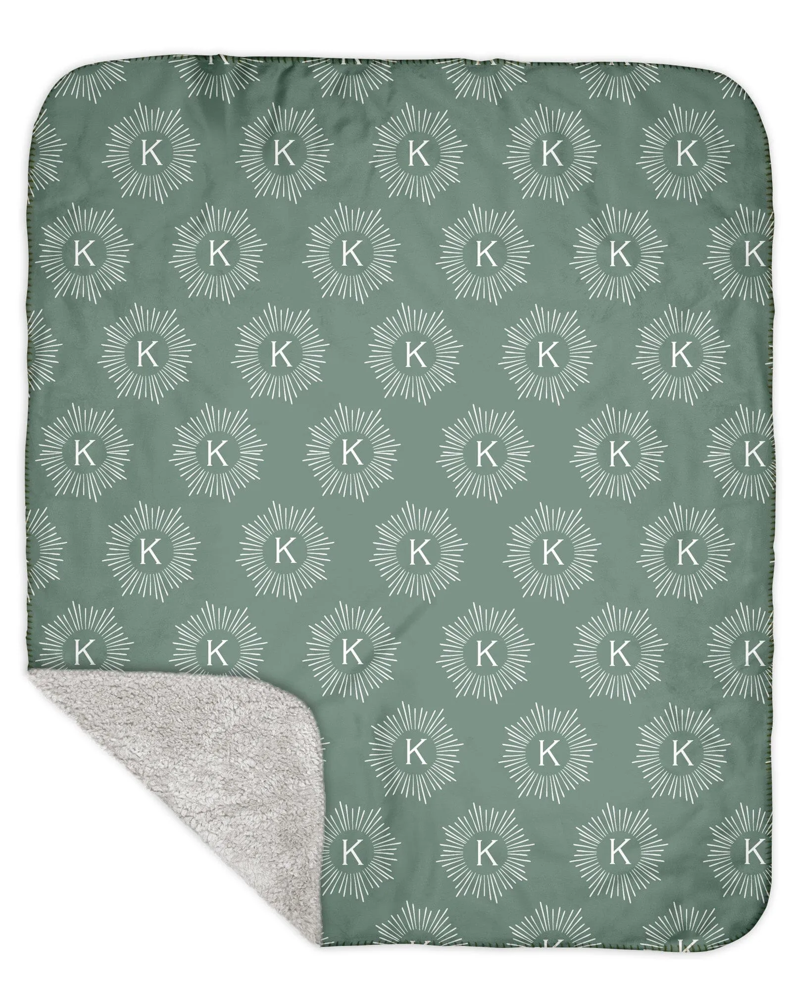 H3XHB Sherpa Back Sunburst Monogram Blanket