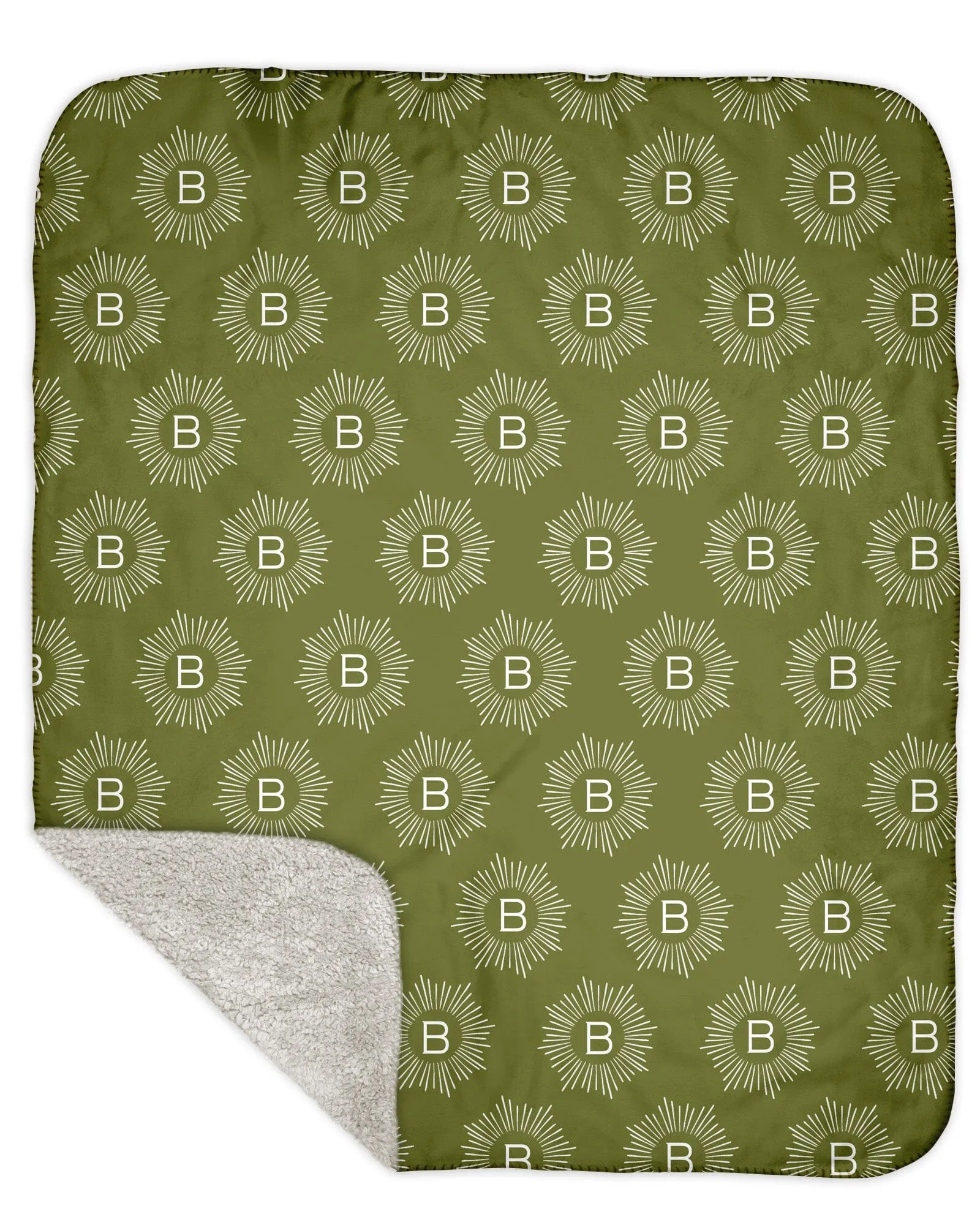 H3XHB Sherpa Back Sunburst Monogram Blanket