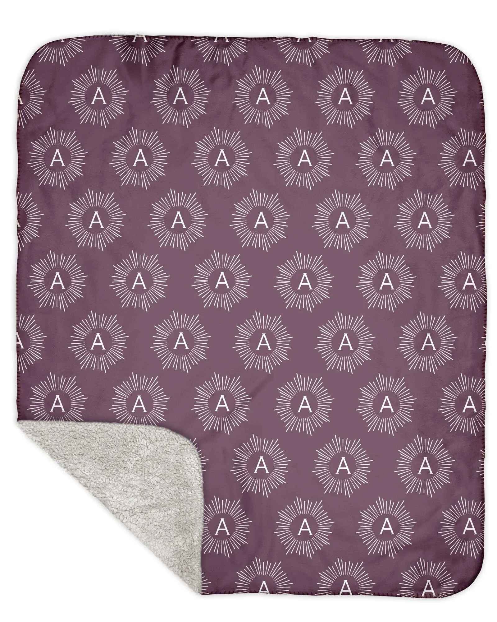 H3XHB Sherpa Back Sunburst Monogram Blanket
