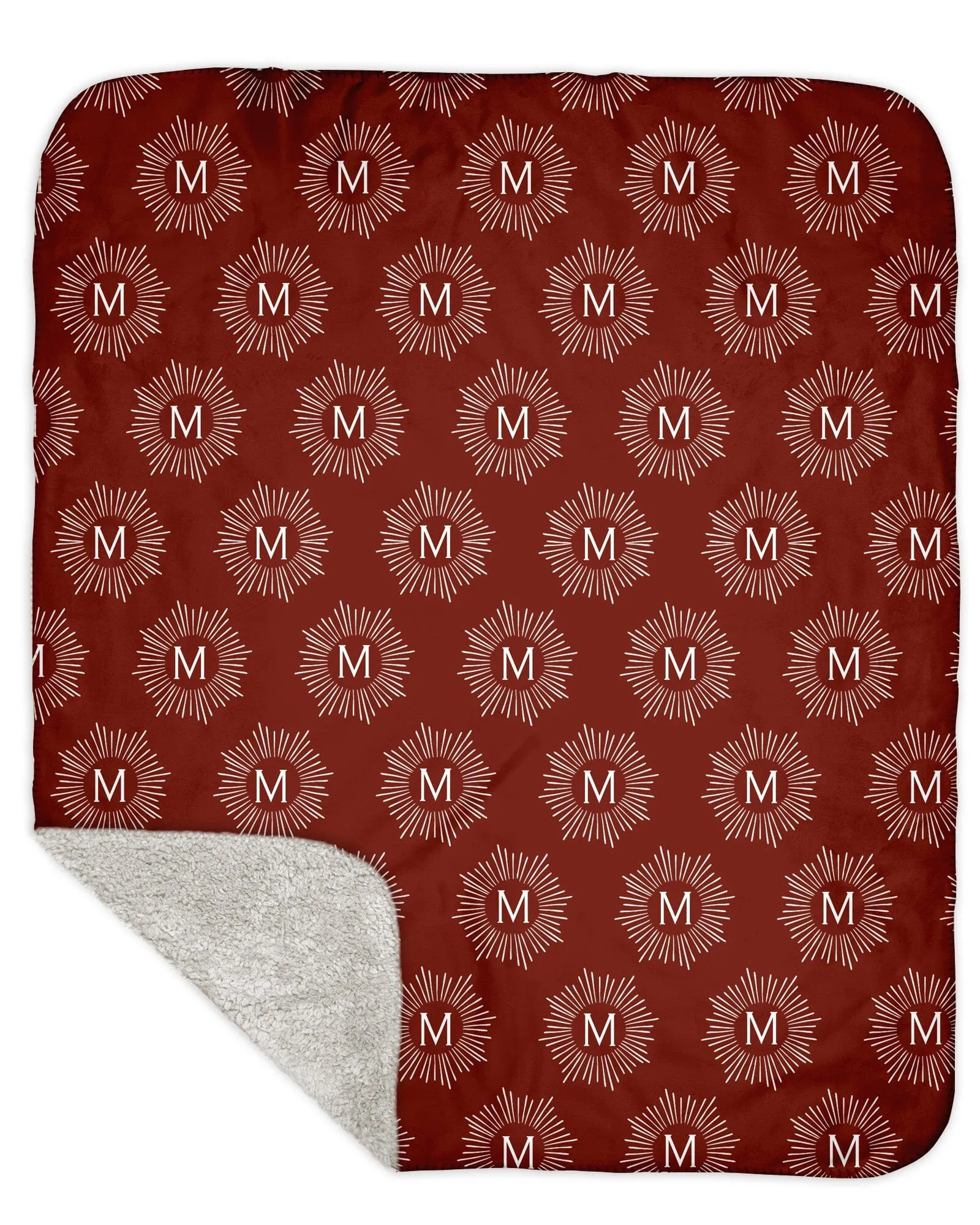 H3XHB Sherpa Back Sunburst Monogram Blanket