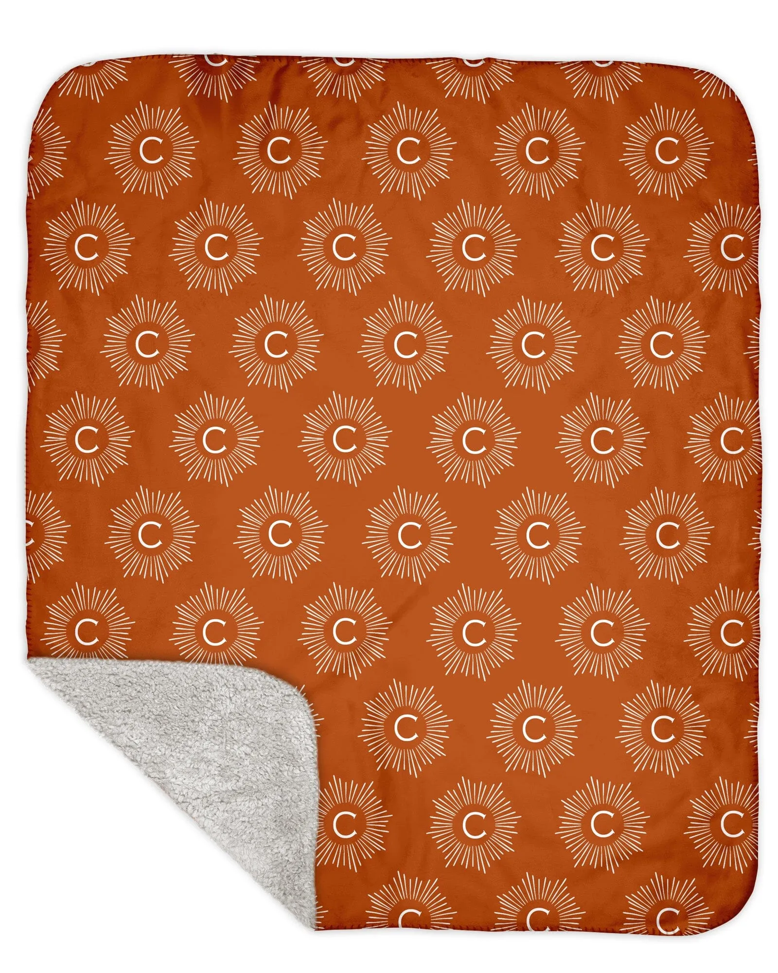 H3XHB Sherpa Back Sunburst Monogram Blanket