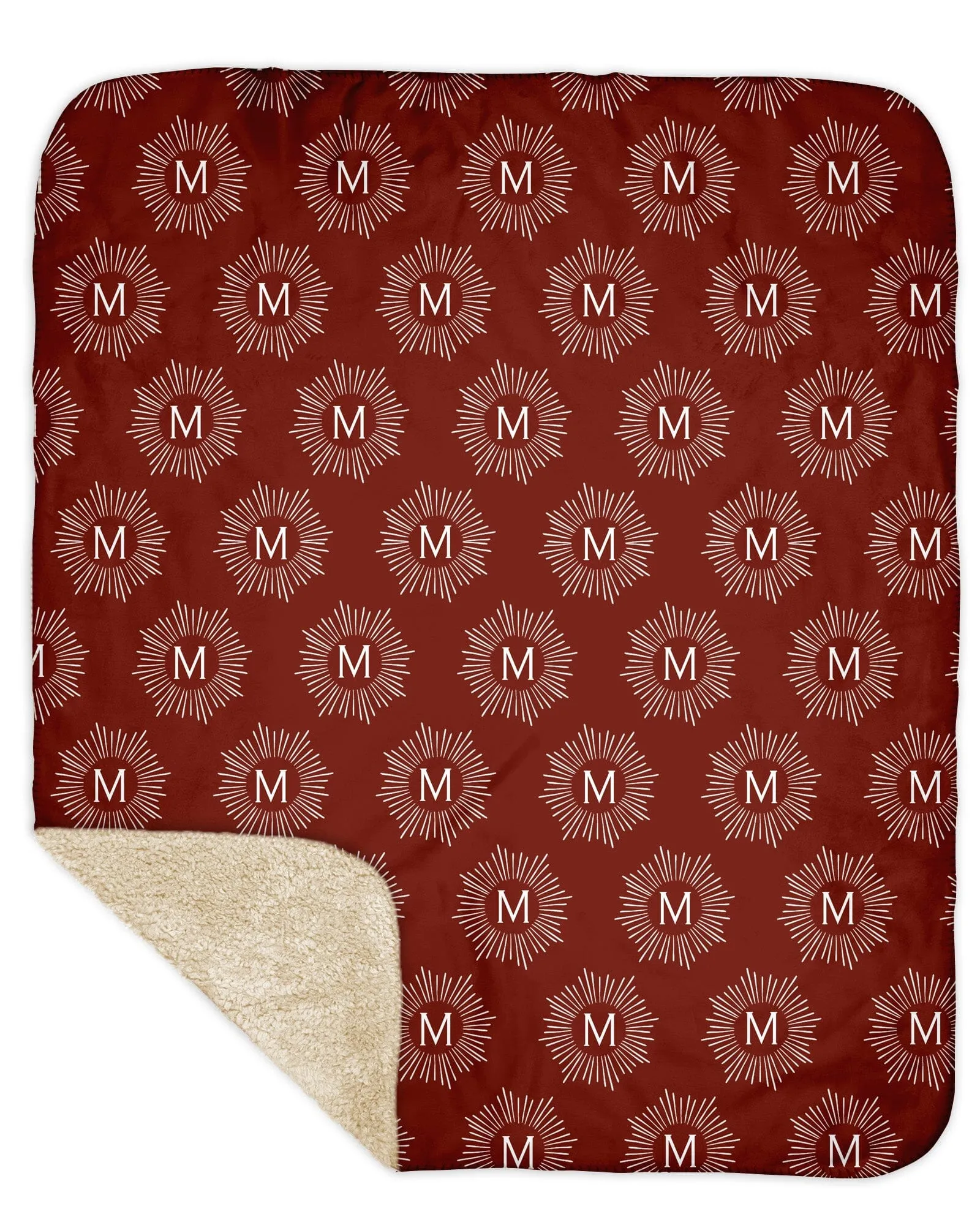 H3XHB Sherpa Back Sunburst Monogram Blanket