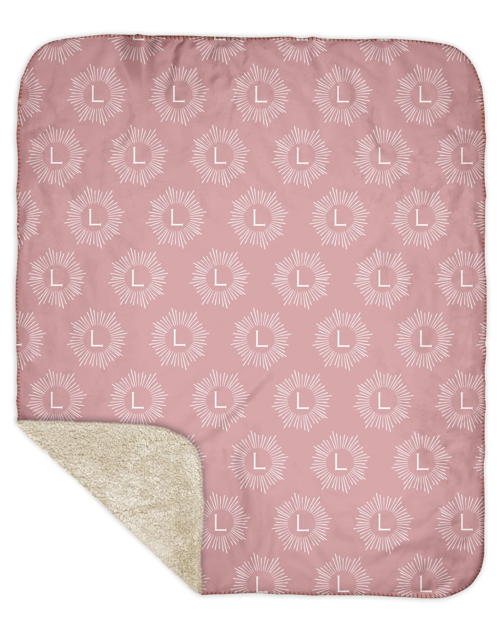 H3XHB Sherpa Back Sunburst Monogram Blanket