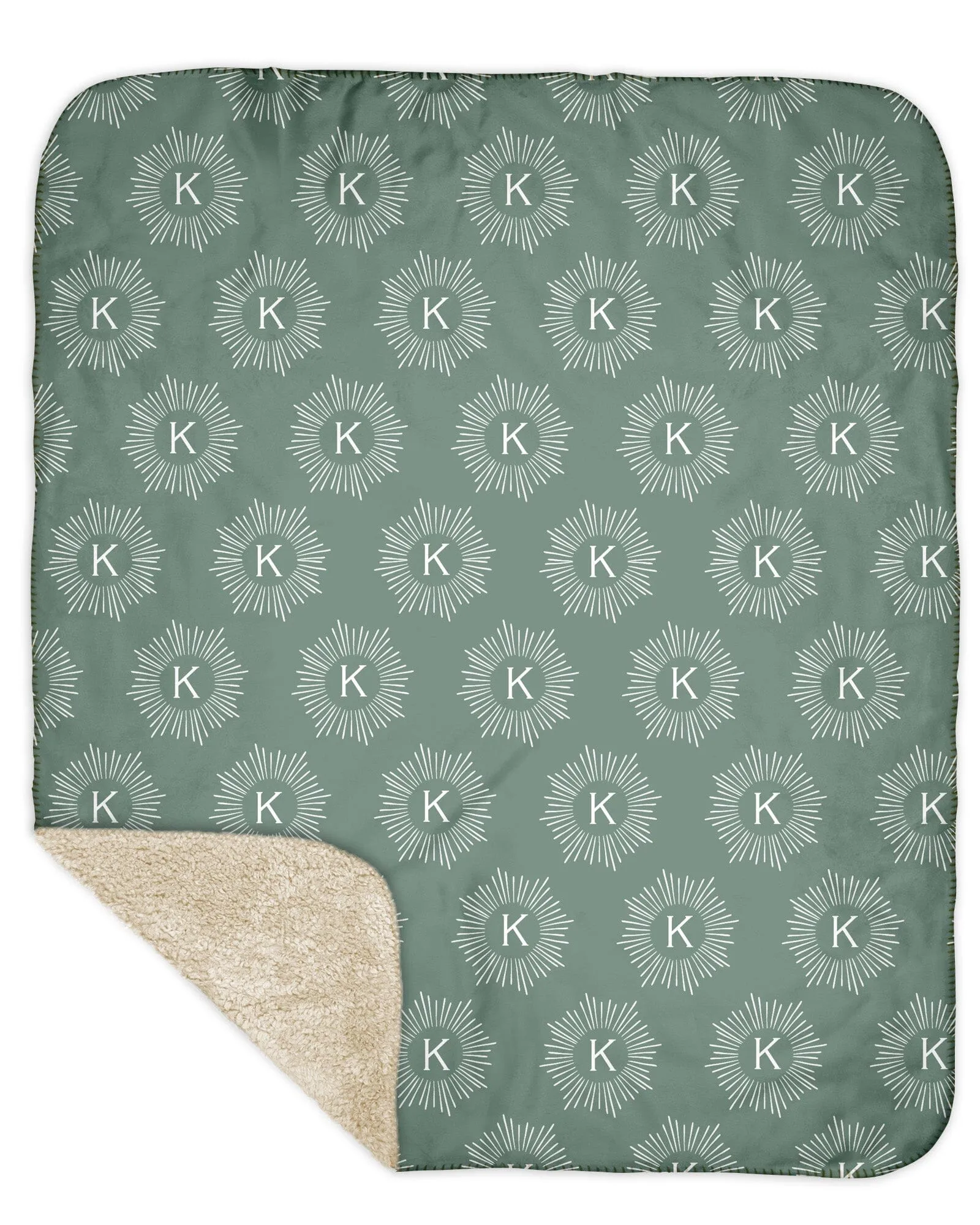 H3XHB Sherpa Back Sunburst Monogram Blanket