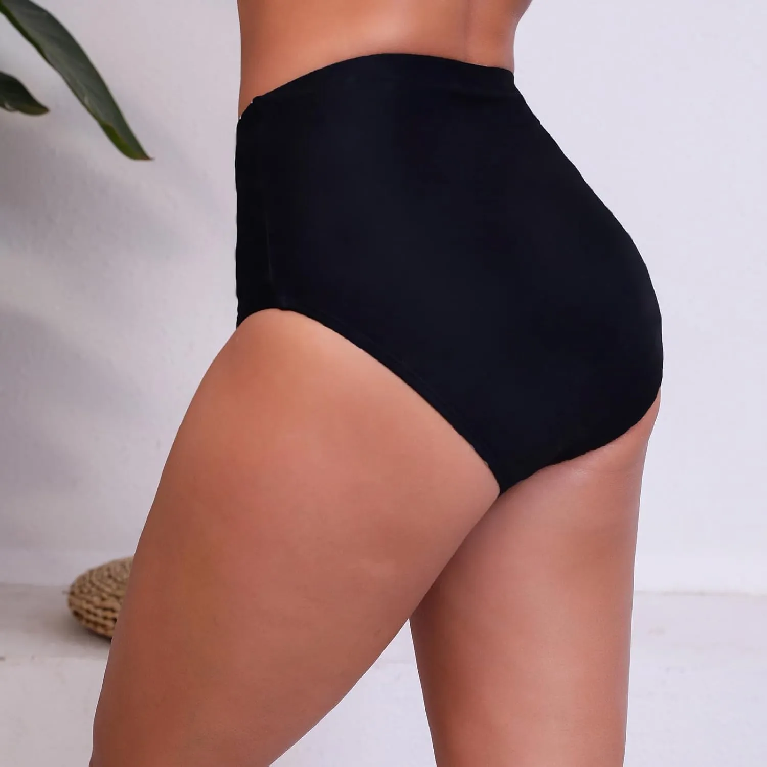 Halcurt Women's High Waisted Swim Bottoms Swimsuit Full Coverage Bikini Bottoms