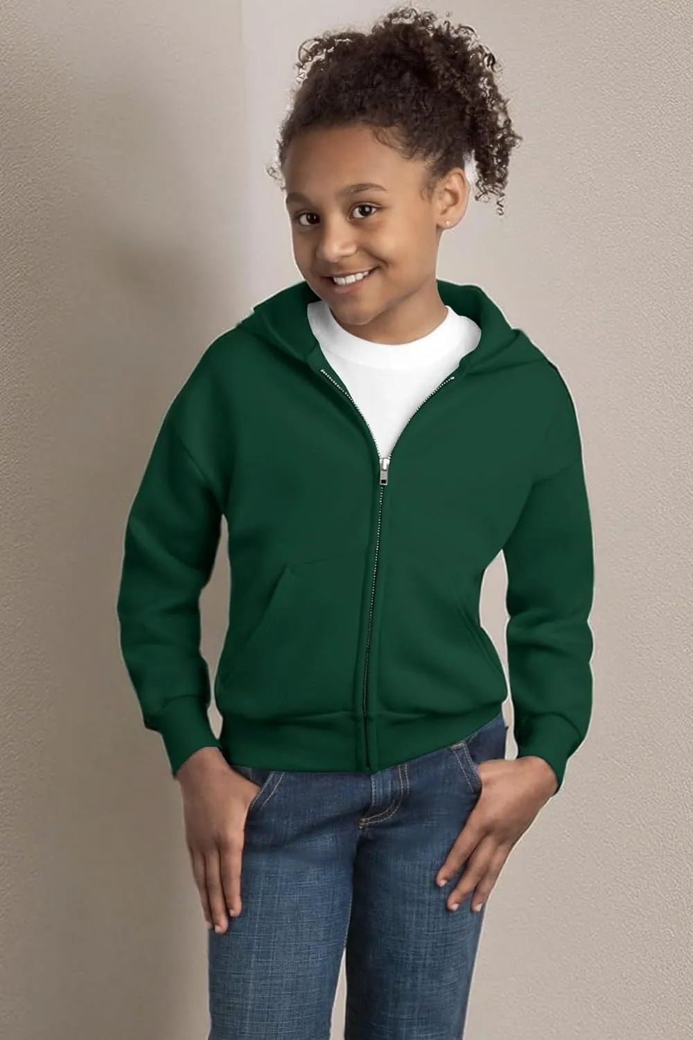 Hanes Boys' EcoSmart Fleece Jacket, Hooded Jacket for Boys, Soft Full Zip Jacket
