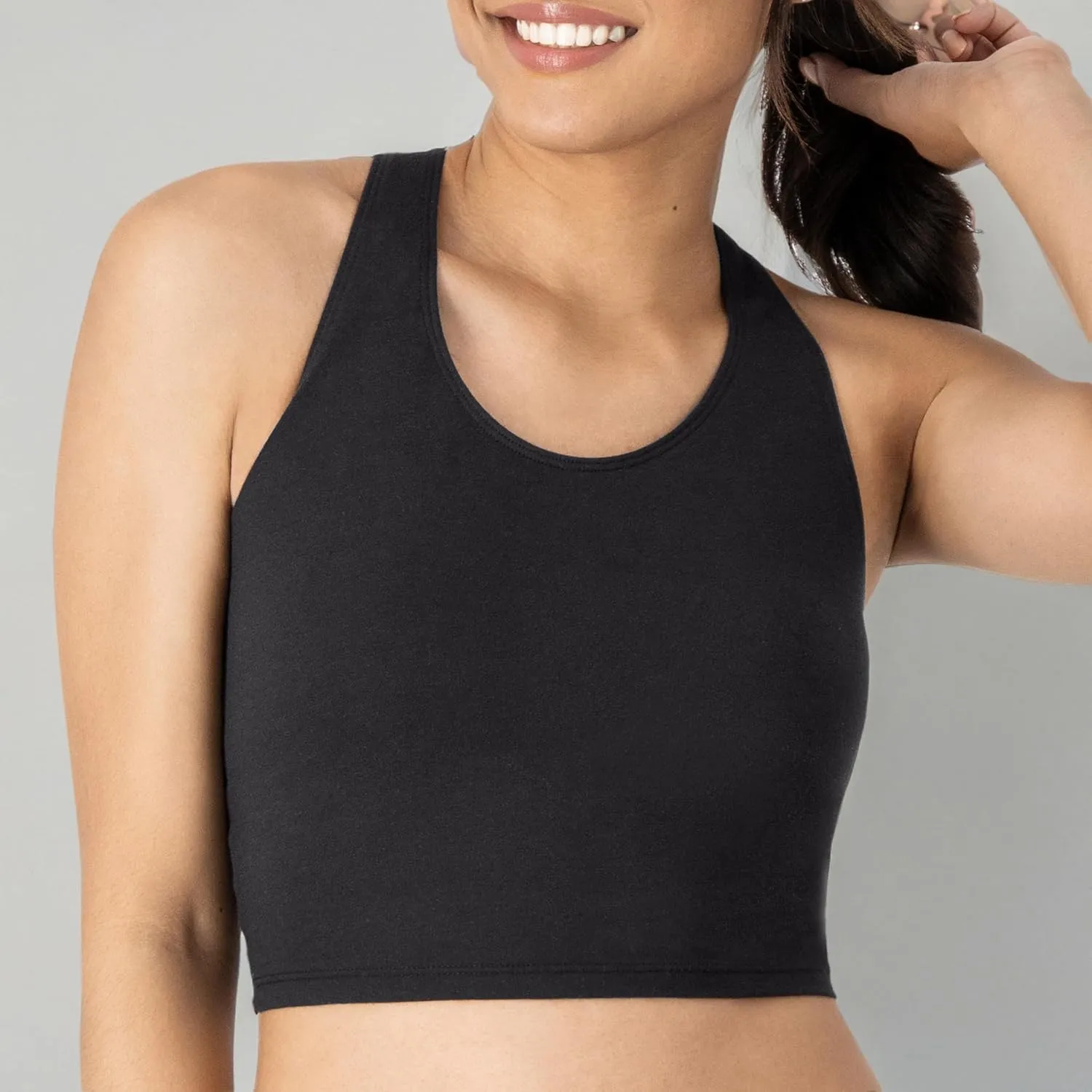 Hanes Originals Women's Racerback Crop Tank Top, Cropped Tank with Built-In Bra, 3-Pack