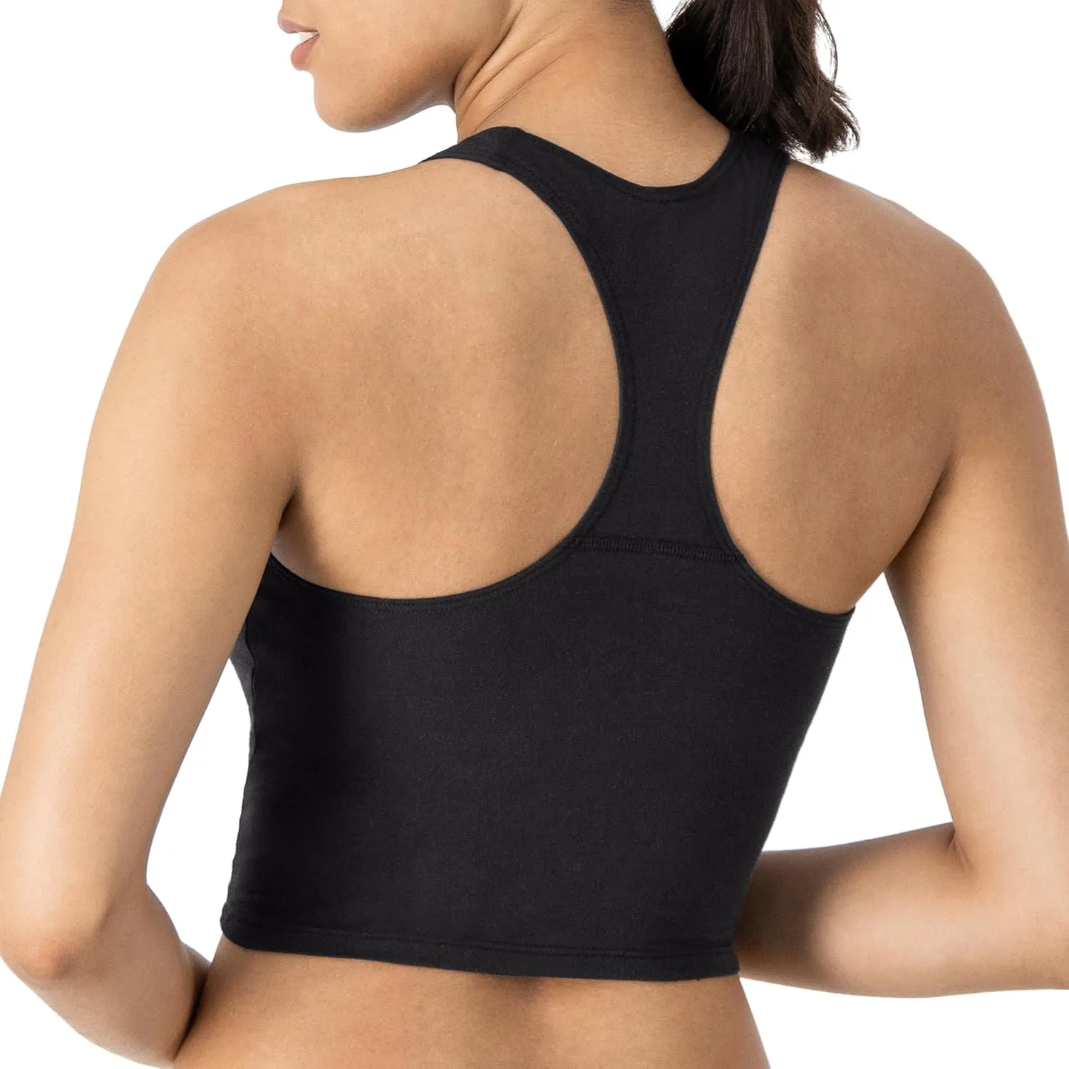 Hanes Originals Women's Racerback Crop Tank Top, Cropped Tank with Built-In Bra, 3-Pack
