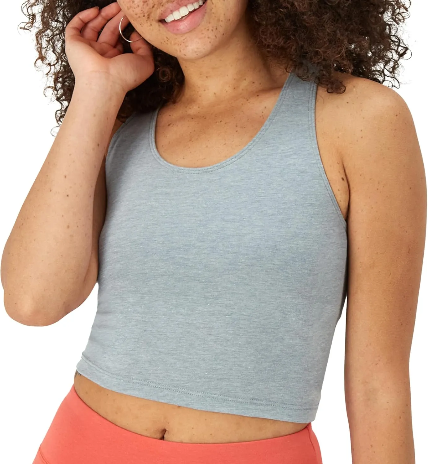Hanes Originals Women's Racerback Crop Tank Top, Cropped Tank with Built-In Bra, 3-Pack