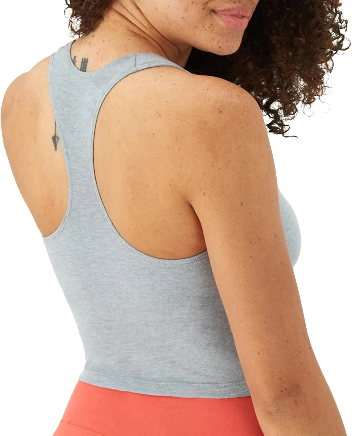 Hanes Originals Women's Racerback Crop Tank Top, Cropped Tank with Built-In Bra, 3-Pack