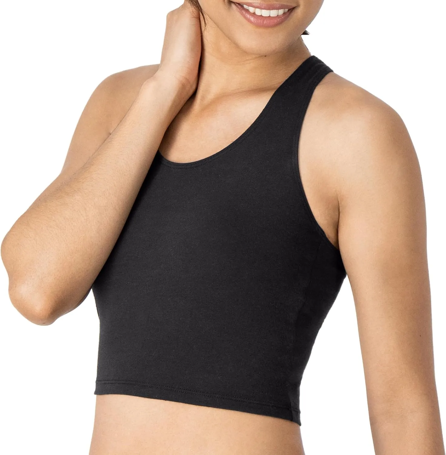 Hanes Originals Women's Racerback Crop Tank Top, Cropped Tank with Built-In Bra, 3-Pack