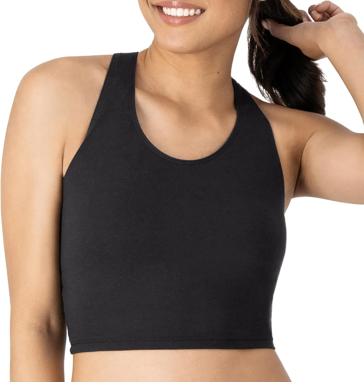 Hanes Originals Women's Racerback Crop Tank Top, Cropped Tank with Built-In Bra, 3-Pack