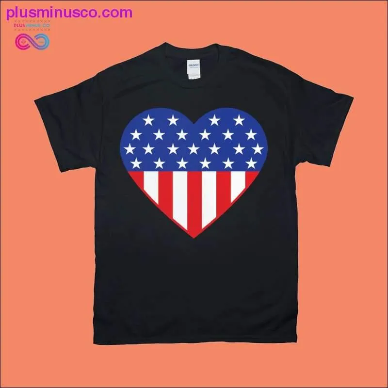 Heart Shaped American Flag T-Shirts