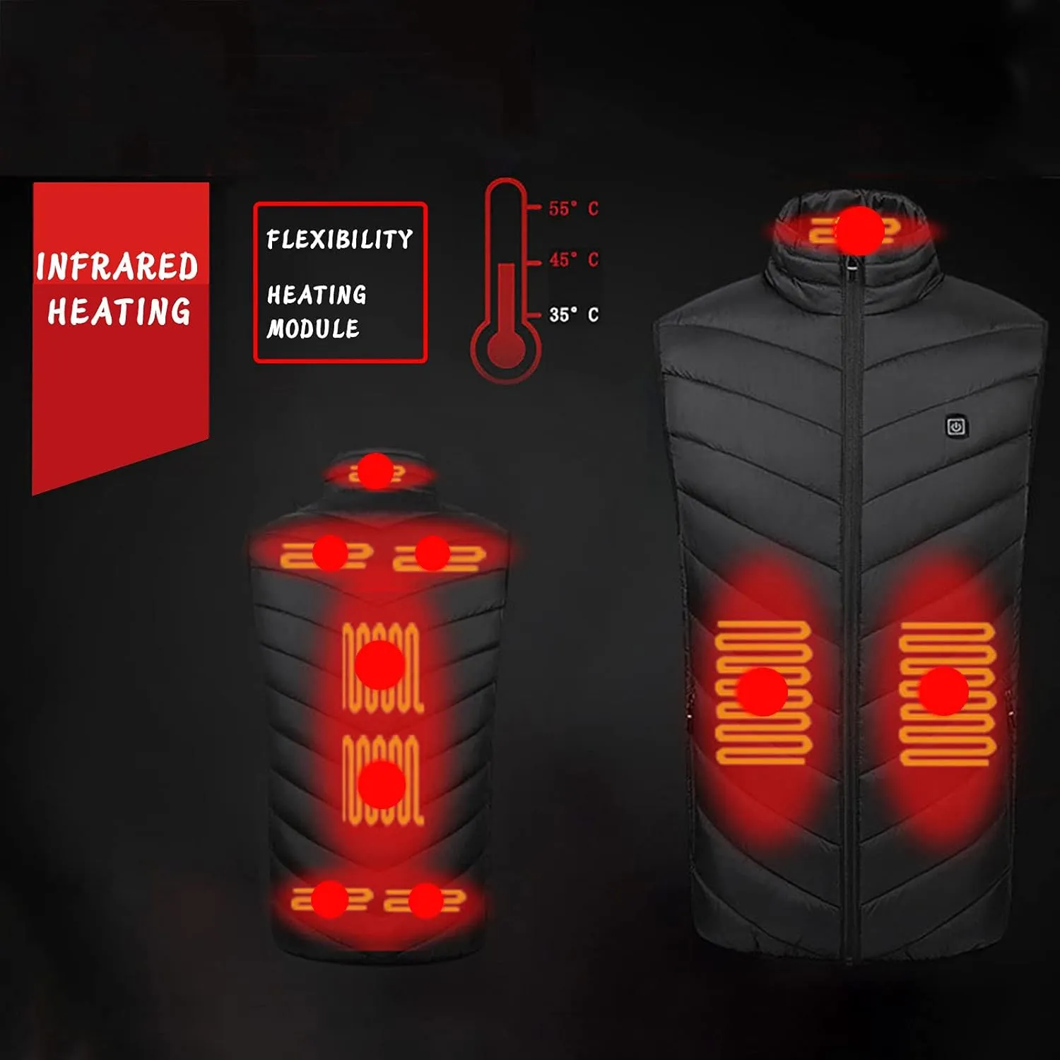 Heated Vest for Men Thermal Jacket Rechargeable Heated Jacket Sleeveless Down Jackets for Women Warm Outdoor Clothing