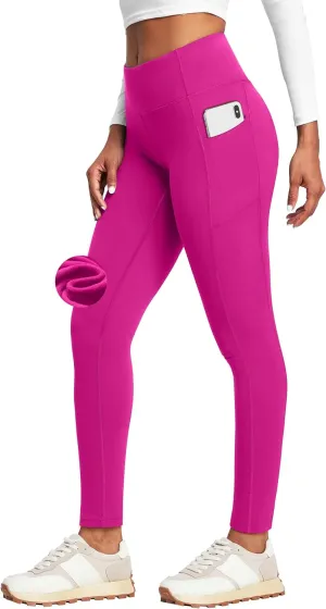 Heathyoga Fleece Lined Leggings with Pockets for Women Thermal Leggings Warm Leggings Women Winter High Waisted Yoga Pants