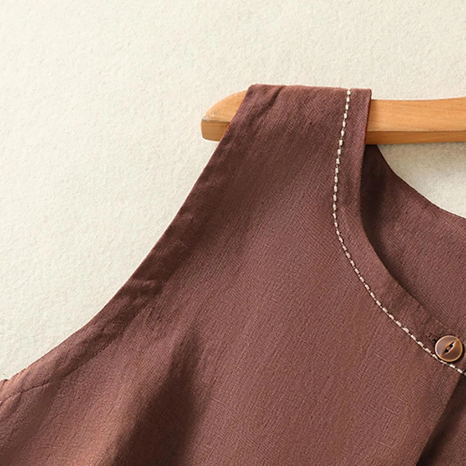 HGps8w Cotton Linen Tank Tops for Women 2025 Summer Loose Button Down Vest Sleeveless Casual Tunic Shirts Blouse