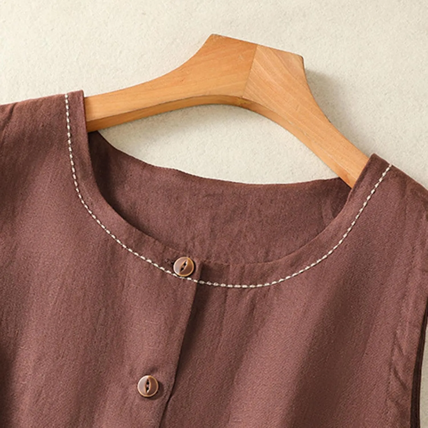 HGps8w Cotton Linen Tank Tops for Women 2025 Summer Loose Button Down Vest Sleeveless Casual Tunic Shirts Blouse