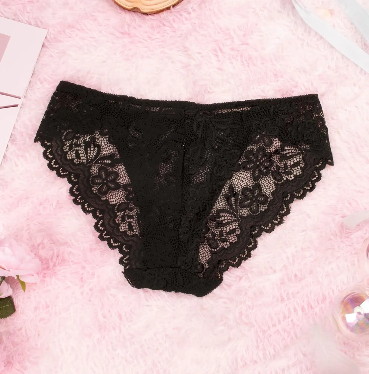 Hibluco Women Lace Underwear Sexy Breathable Hipster Stretch Panties Bikinis