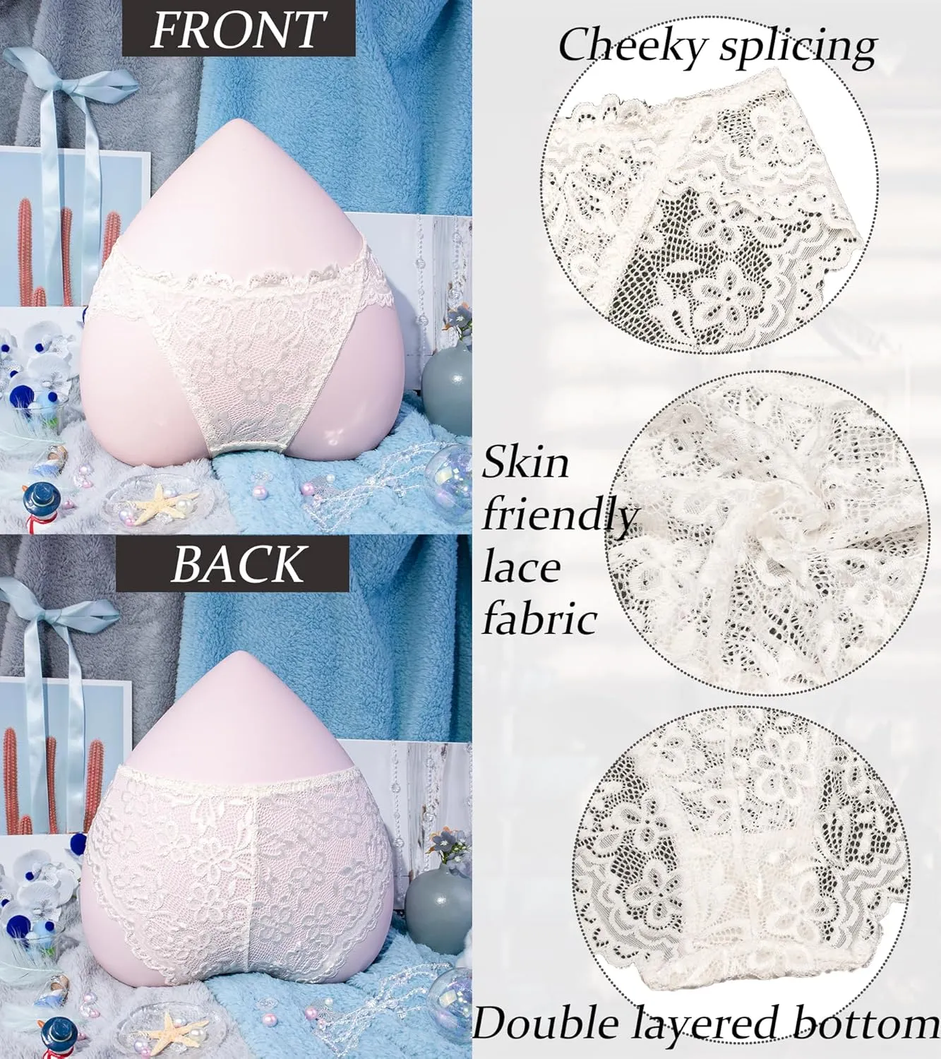Hibluco Women Lace Underwear Sexy Breathable Hipster Stretch Panties Bikinis