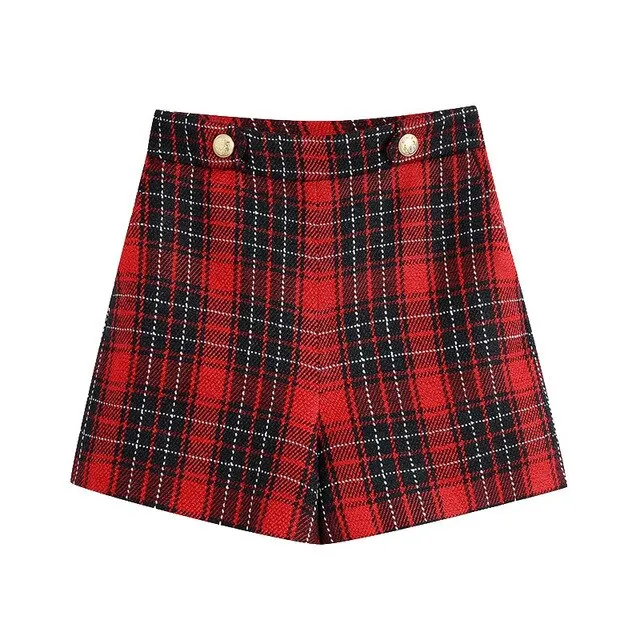 HIGH WAIST CHECK SHORTS