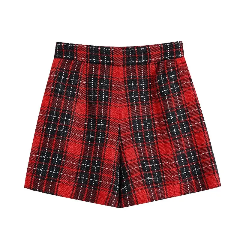 HIGH WAIST CHECK SHORTS