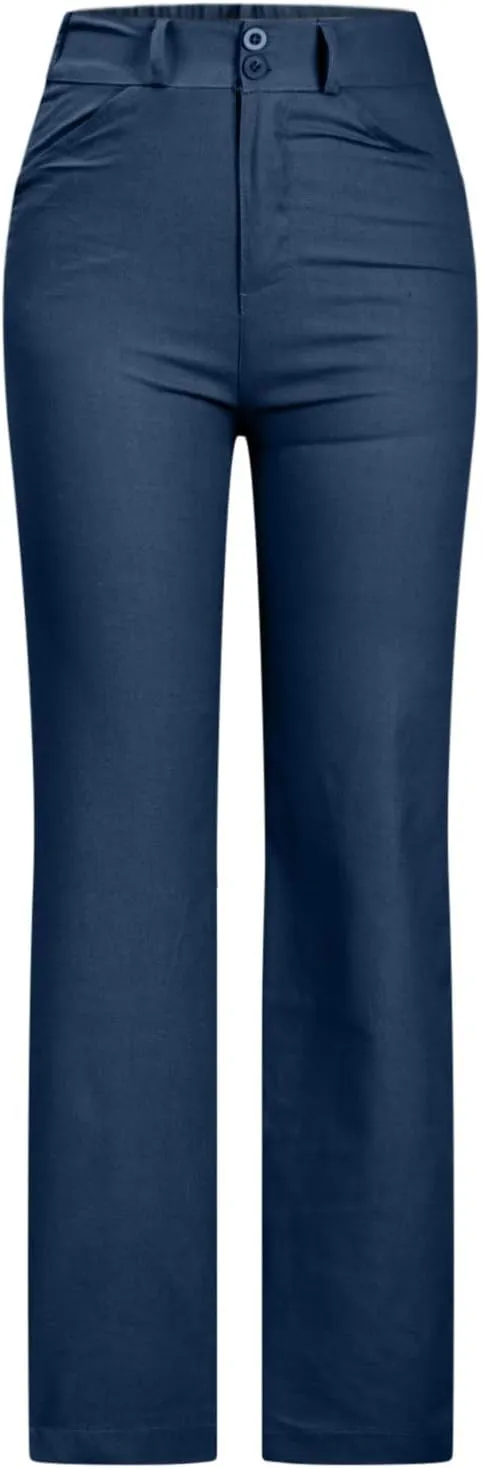 High Waist Pants for Women Business Casual Pants Regular Fit Stretch Pants Straight Leg Trousers with Pockets