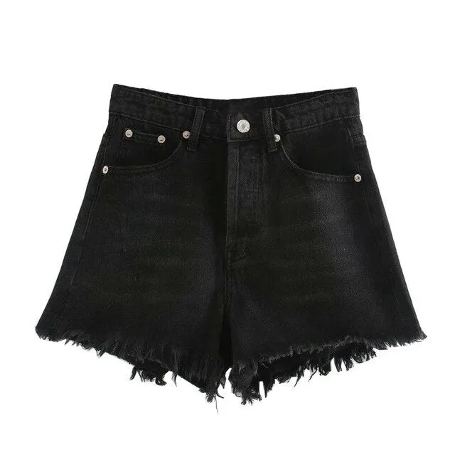 HIGH WAIST RIPPED SHORTS