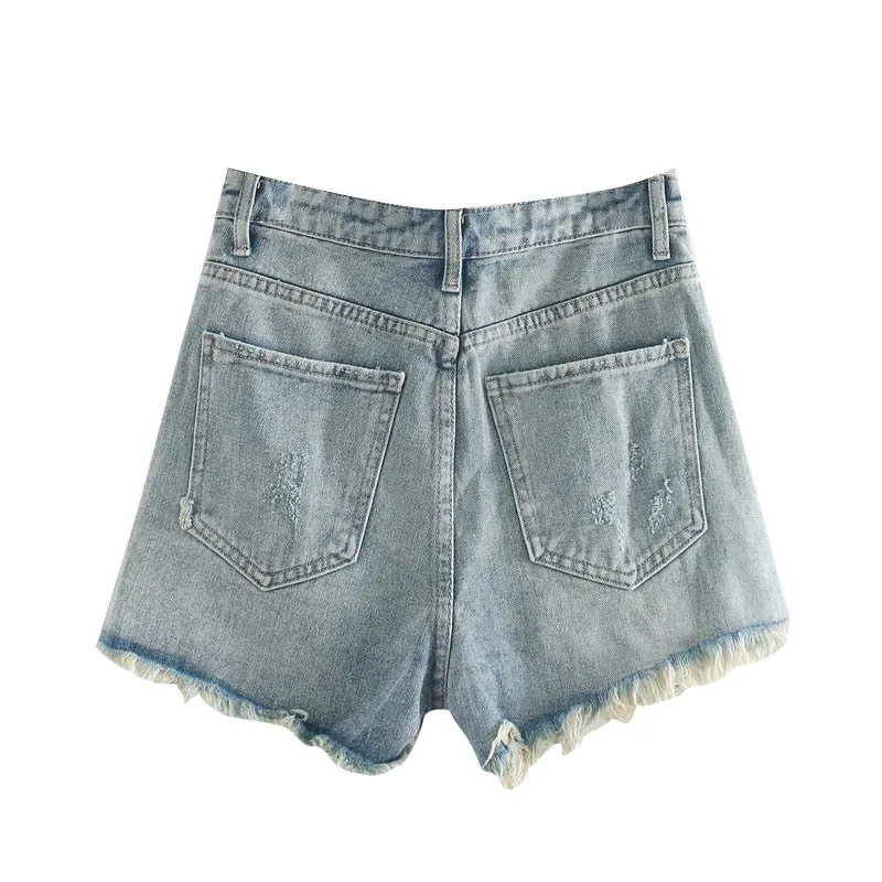 HIGH WAIST RIPPED SHORTS