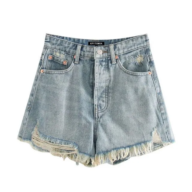 HIGH WAIST RIPPED SHORTS
