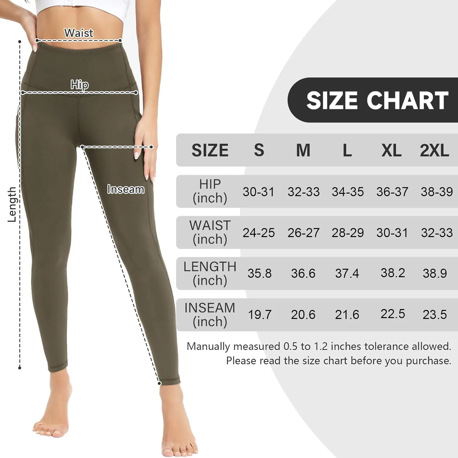 High Waisted Leggings for Women, 7/8 Full Length Buttery Soft Yoga Leggings