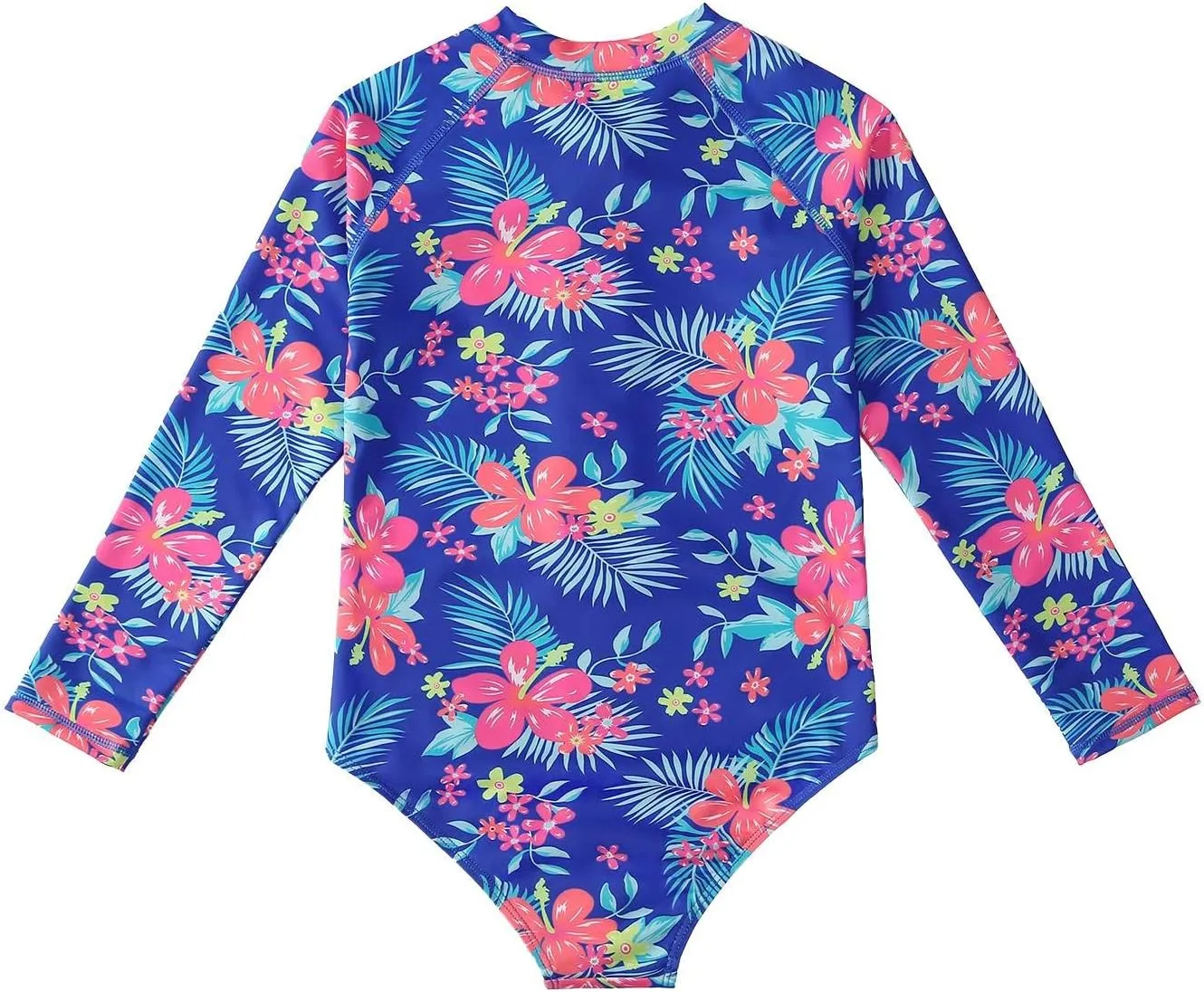 HILEELANG Little Girls Long Sleeve Rash Guard Swimsuit Sun Protection Half Zip One Piece Bathing Suit 3-10 Years