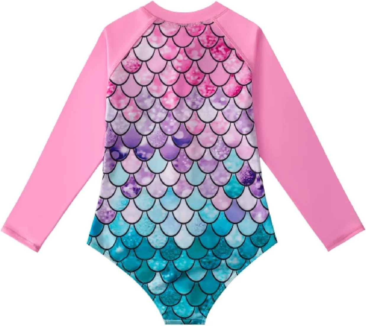 HILEELANG Little Girls Long Sleeve Rash Guard Swimsuit Sun Protection Half Zip One Piece Bathing Suit 3-10 Years