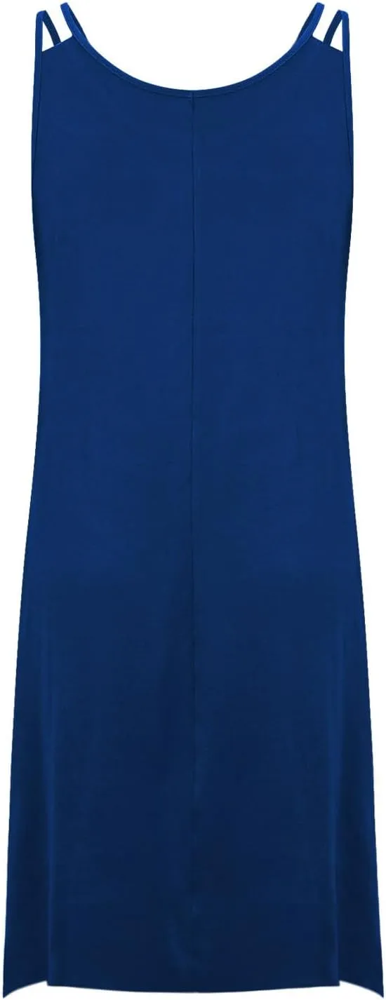 hlysgo Plus Size Dress for Women 2025 Summer Sleeveless V Neck Mini Dresses Casual Loose Fit Handkerchief Hem Short Sundress