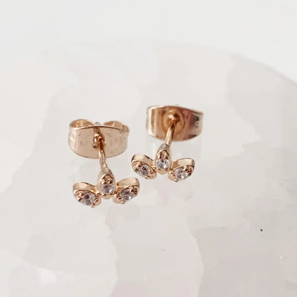 HONEYCAT Crystal Lotus Studs in Gold, Rose Gold, or Silver | Minimalist, Delicate Jewelry