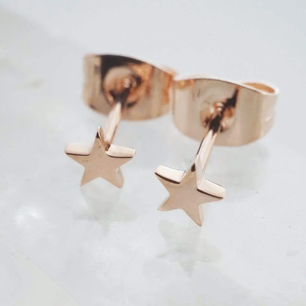 HONEYCAT Mini Star Stud Earrings in Gold, Rose Gold, or Silver | Minimalist, Delicate Jewelry